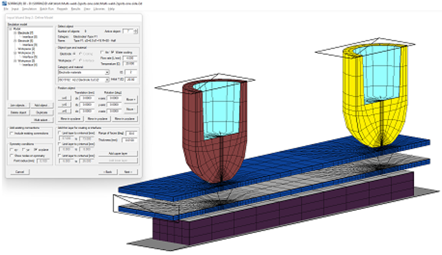 Fig.3枚板のスポット溶接の解析事例
