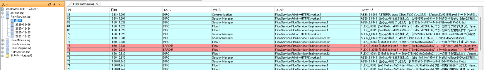 通常の表示画面
