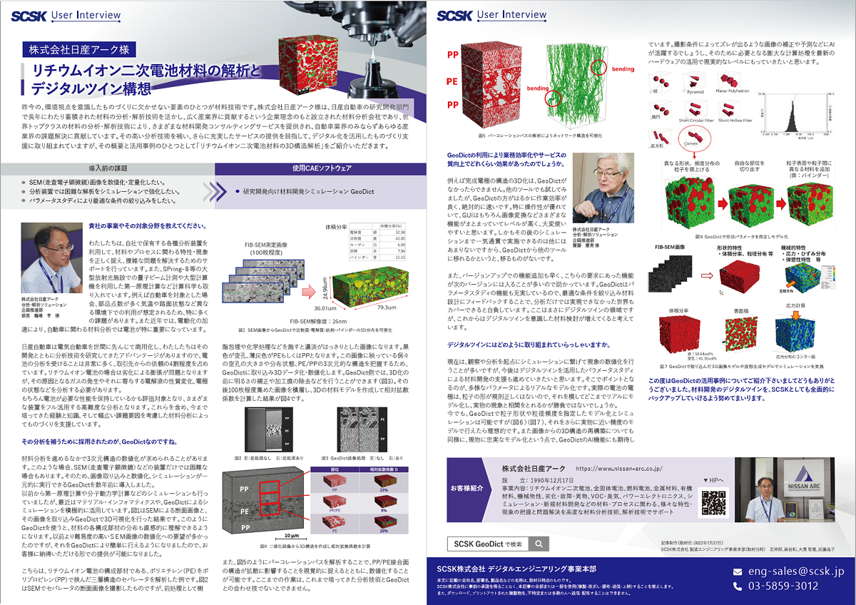 事例 株式会社日産アーク 様 リチウムイオン二次電池材料の解析とデジタルツイン構想