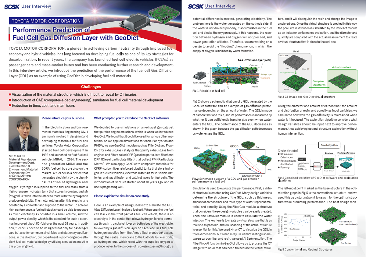 case TOYOTA MOTOR CORPORATION 様 Performance Prediction of Fuel Cell Gas Diffusion Layer with GeoDict