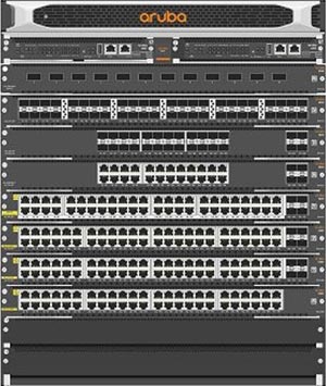製品写真（front）：HPE Aruba Networking 6410 Chassis, Mgmt Module, 4 Fan, 10 open slots（R0X27A）