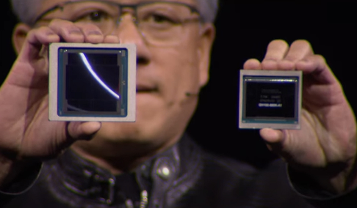 Blackwellの紹介するジェンスン・フアン（出典：NVIDIA）