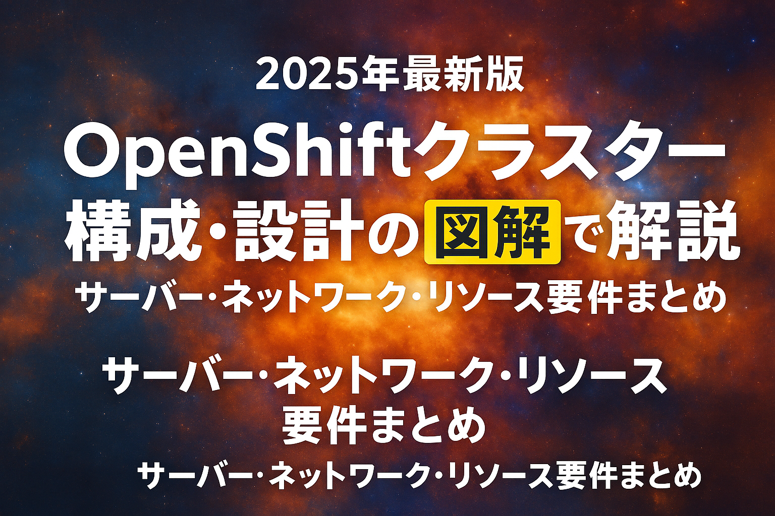 【2025年最新版】OpenShiftクラスタ構成・設計の基礎を図解で解説｜サーバ・ネットワーク・リソース要件まとめ　Vol.1