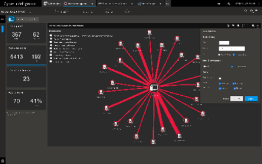 C2サーバと通信を行っている端末が見つかった際、そのC2サーバと通信を行っていた他の社内端末を数クリックで追跡可能
