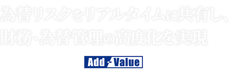 為替リスクをリアルタイムに共有し、財務・為替管理の高度化を実現　Add-Value for Exchange
