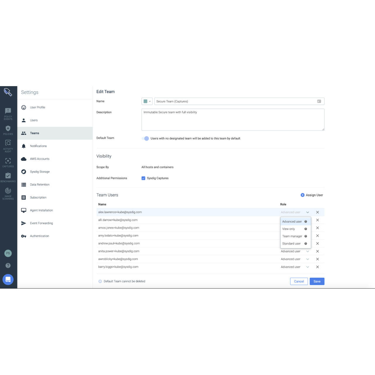 Sysdig SecureにおけるRBAC対応